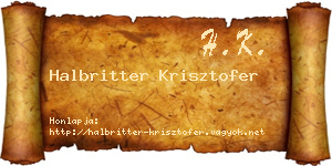 Halbritter Krisztofer névjegykártya